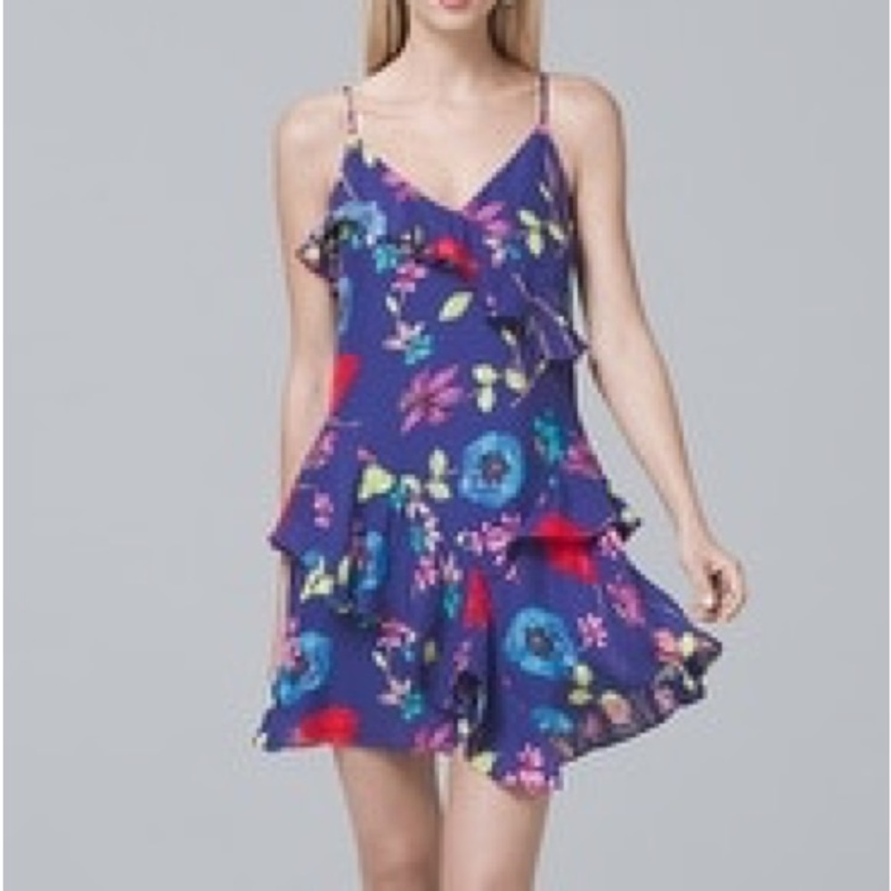 Parker Blue Floral Ruffle Mini Dress